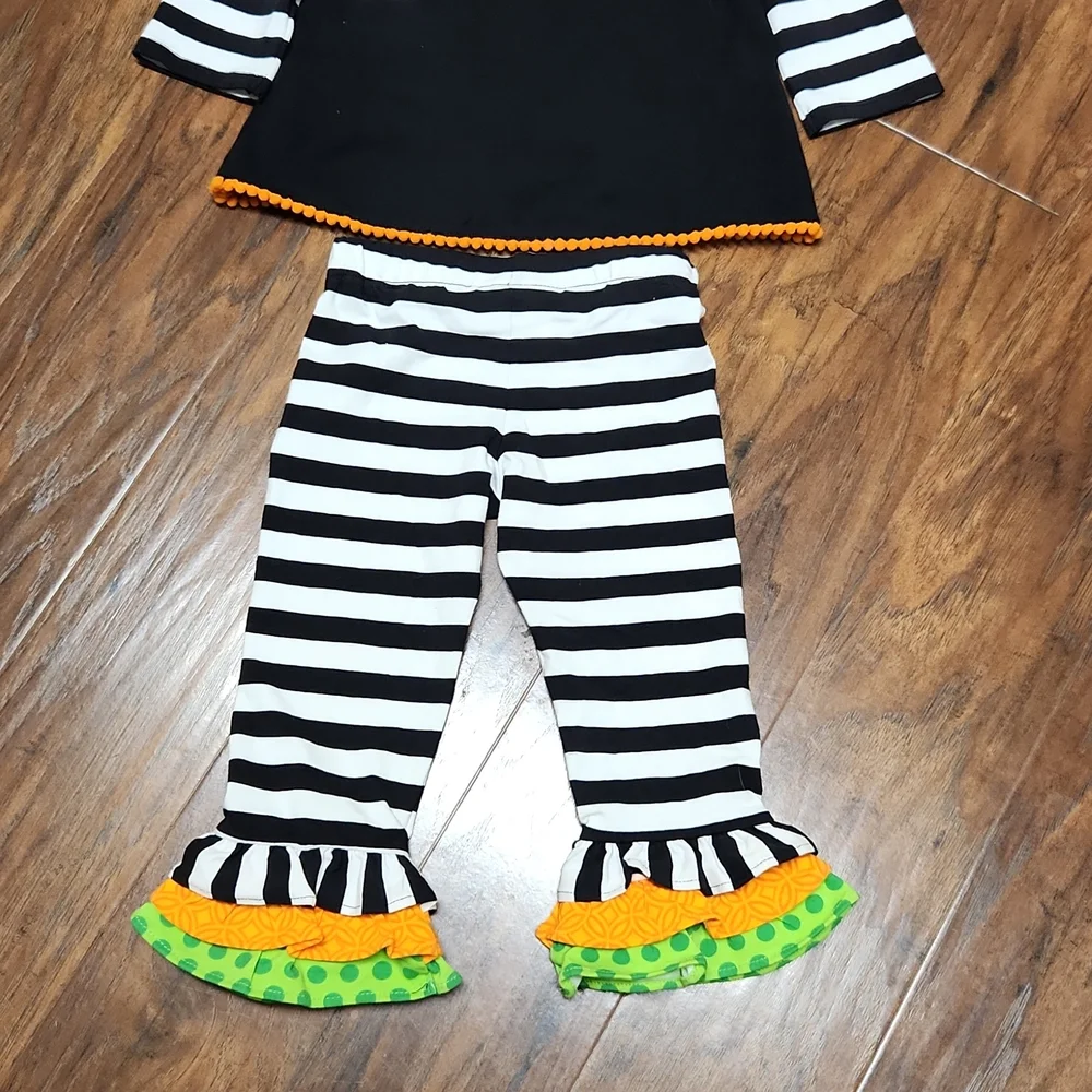 NWT Emily Rose Girls Halloween Boo Ghost Tunic Top Ruffle Pants Set 18M Toddler